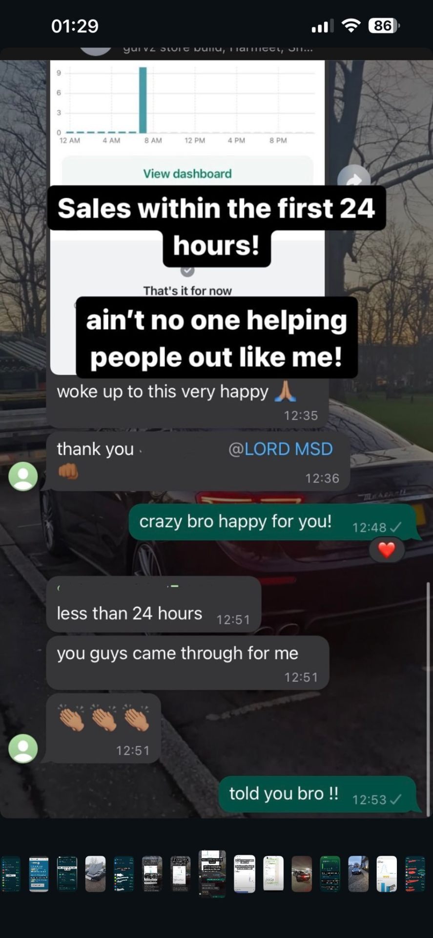 Student made sales within the first 24 hours